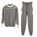 Conjunto de dos piezas para mujer, chándales, suéter cálido de punto de lana de invierno para mujer, pantalones Harem, traje, conjuntos informales para mujer, ropa de invierno