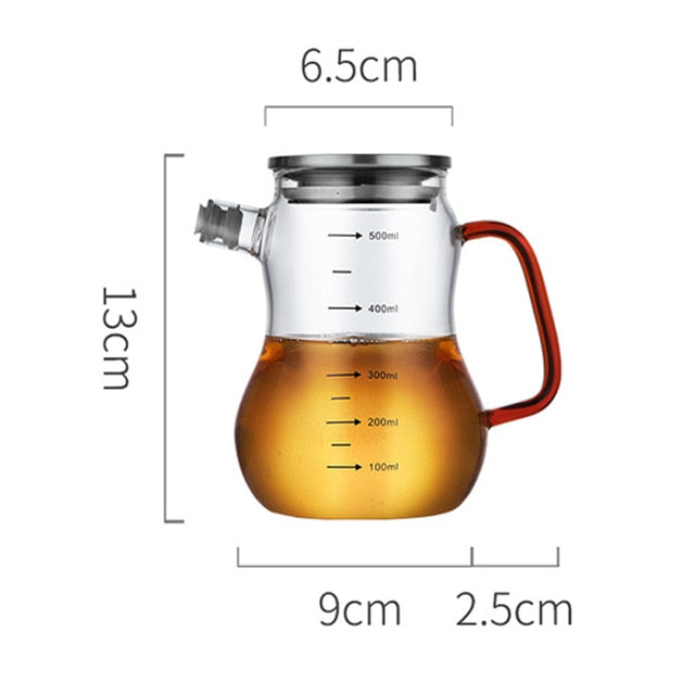 Transparent Glass Oil Bottle with Handle Scale Heat-resistant High Borosilicate Kitchen Supplies Soy Sauce Vinegar Container