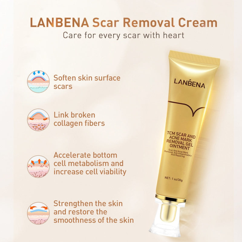 LANBENA Remove Acne Scars Repair Gel Red Spots Face Cream Moisturizing Skin Care Remove Blackhead Whitening Cream Stretch Marks