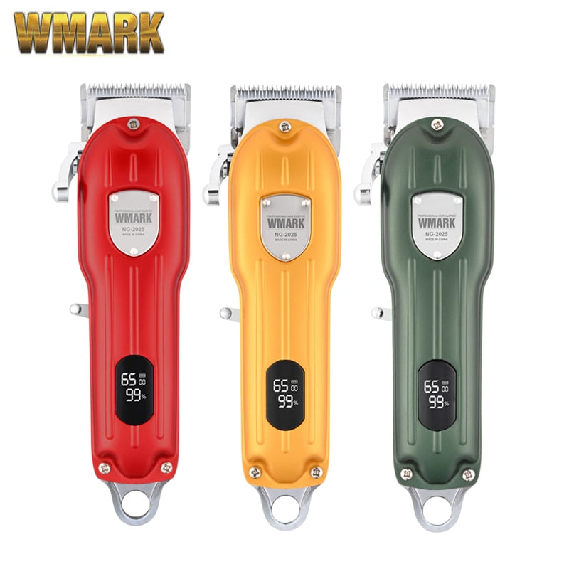 2021 WMARK NG-2025B  All-metal cordless Hair cutting machinehair clipper With LCD display 2500mAh 6500 rpm 9CR18 blade