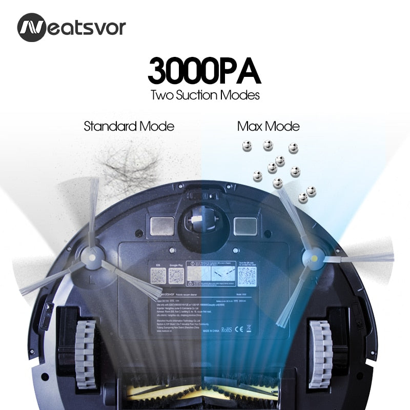 Robot aspirador NEATSVOR X500, 3000PA, potente succión 3 en 1, pelo de mascotas, fregado seco y húmedo para el hogar, carga automática