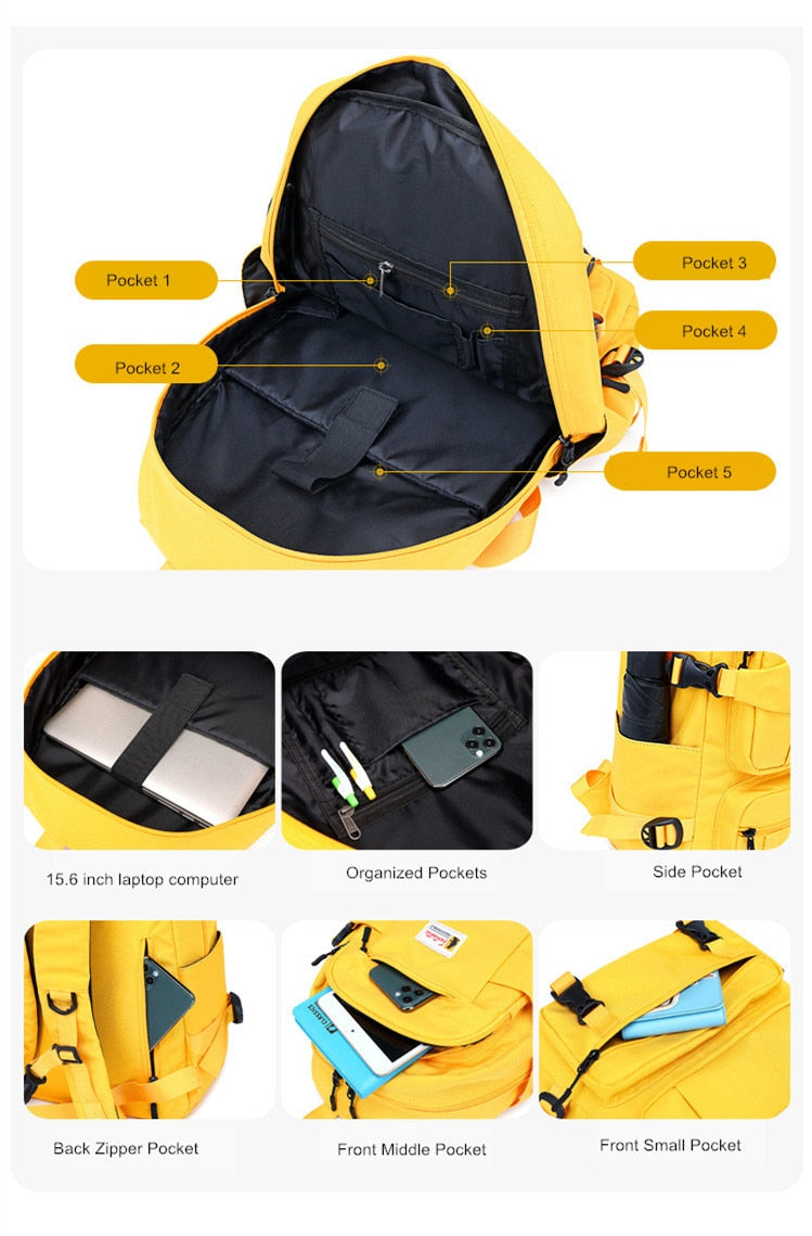 Fengdong Mode gelber Rucksack Kinder Schultaschen für Mädchen wasserdichter Oxford großer Schulrucksack für Teenager Schultasche