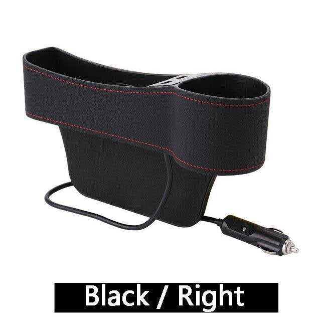 Auto Car Seat Gap Organizer PU Leather Storage Box Cup Holder Car Seat Side Slit Pocket Storage Bag With Dual USB Charger Ports