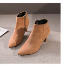 Stiefel Frauen Herbst Stiefeletten Sexy Flock High Heels 7CM Punkt Reißverschluss Leopard Halbkurz Winterstiefel Weibliche Erwachsene Schuhe