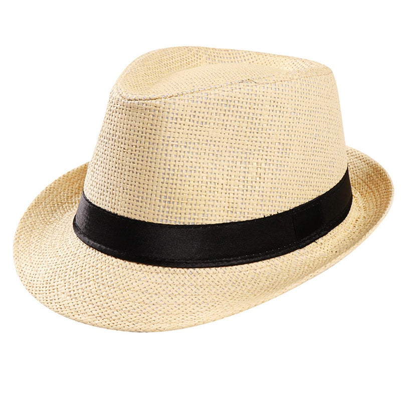 Unisex Sonnenhut Damen Herren Mode Sommer Casual Trendy Beach Sun Straw Jazz Band Hut Cowboy Fedora Hut Gangster Cap