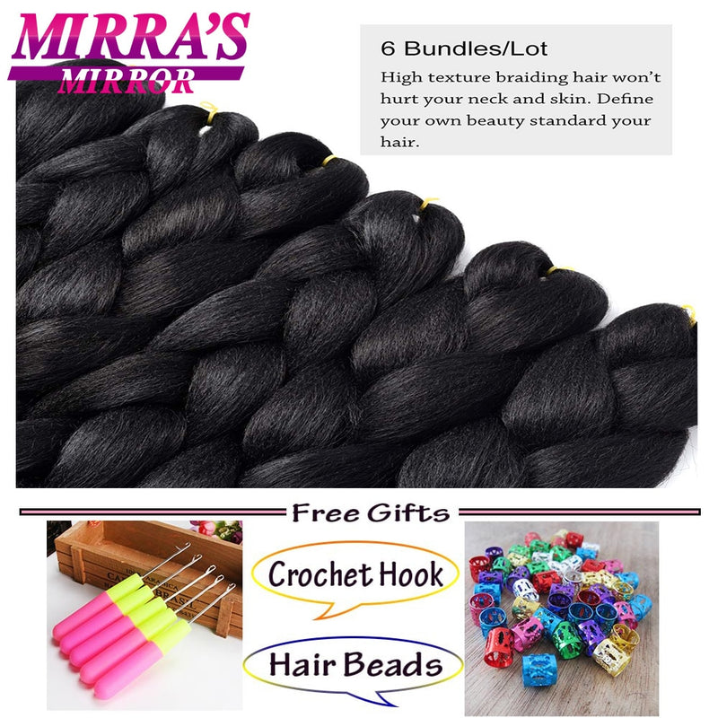 24 Zoll Jumbo Braids Synthetisches Haar für Box Braid Ombre Braiding Hair Extensions Three Tone Schwarz Braun Blau Pink Mirra's Mirror