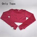 Conjuntos de Yoga, ropa de gimnasio para mujer, Tops cortos de manga larga sin costuras, mallas deportivas de malla, pantalones de entrenamiento para correr, pantalones de cintura alta, ropa de Fitness