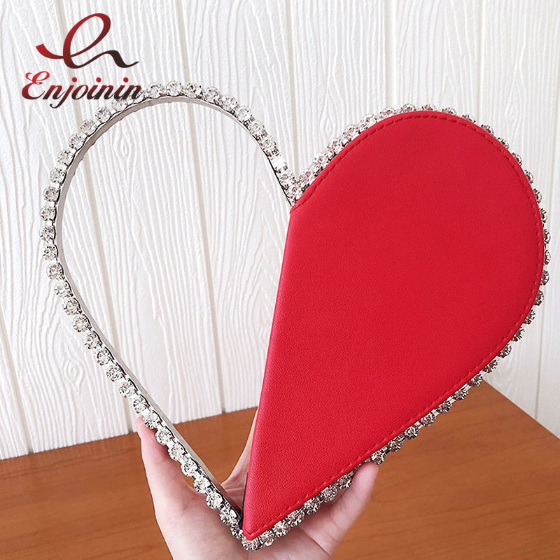 Luxury Heart-shaped Diamond Leather Women Party Clutch Bag Purses and Handbags Evening Bag Female 2020 Designer Bags Wedding Bag