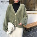 BGTEEVER, cárdigans de punto holgados elegantes para mujer, suéter de Mohair con manga acampanada, jerséis, chaqueta cárdigan para mujer de Otoño Invierno 2020