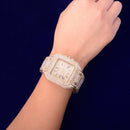 Reloj Bubble Letter Proud para hombre, reloj de cuarzo militar con esfera grande, diamantes de imitación de lujo, joyería de Hip Hop, reloj Masculino