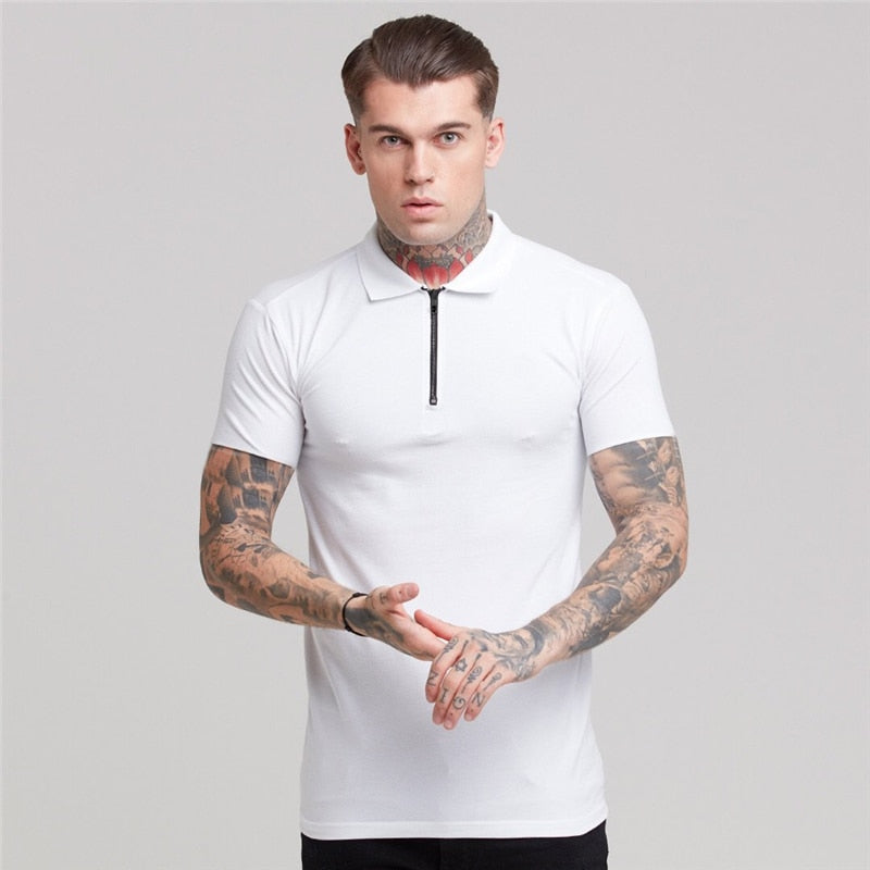 Herren Sommer Solid Polo Shirt Kurzarm Slim Fit Polos Mode Streetwear Tops Herren Baumwolle Fitness Sport Casual Golf Shirts