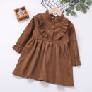Humor Bear Otoño Invierno niño niña vestido de manga larga de algodón volantes princesa vestido niños pana plisado moda bebé vestido