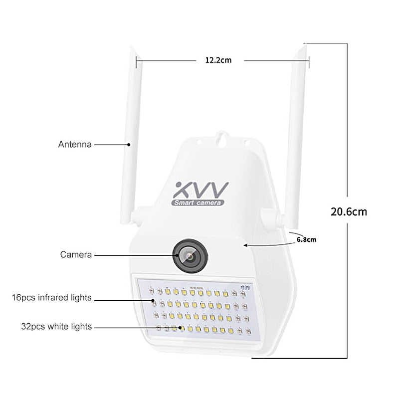 Cámara IP Xiaovv D7 1080P 150 ° gran angular WiFi inteligente cámara web para exteriores con 16 cámaras de lámpara de pared de luz infrarroja para Mi hogar