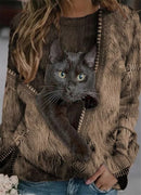 Lustige süße Katze 3D-Druck Lässige Pullover Frauen Kleidung Frühling Herbst Sweatshirts Langarm T-Shirts Dame Kleidung Mode Tops