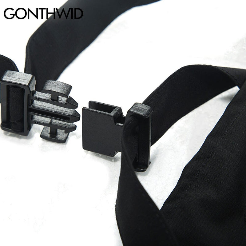 GONTHWID Multi Zipper Pockets Cargo Waistcoat Tooling Vest Streetwear Men Fashion Side Ribbon Buckle Zip Sleeveless Jackets Tops