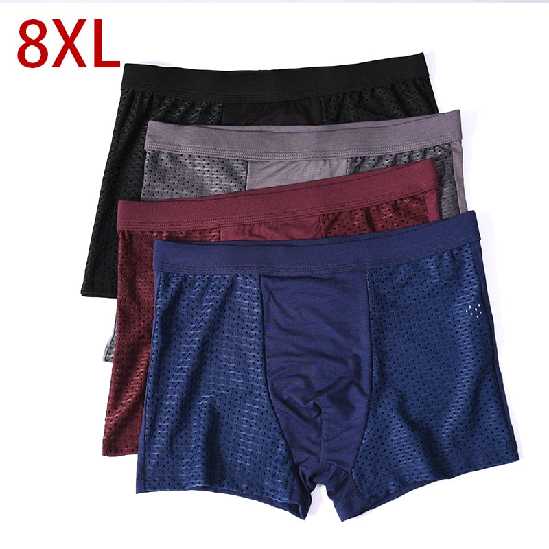 8XL Plus Banboo Fibre Männer Unterwäsche Männlicher Boxer Solide Höschen Shorts Herren Unterhose Atmungsaktive Intime Mann Boxer 4St