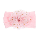 Nishine Weiches Stretch-Satin-Rosen-Blumen-Baby-Stirnband, Neugeborene, Knoten, breite Nylon-Kopftücher, Turban, Mädchen, Kopfbedeckung, Kinder-Foto-Requisiten