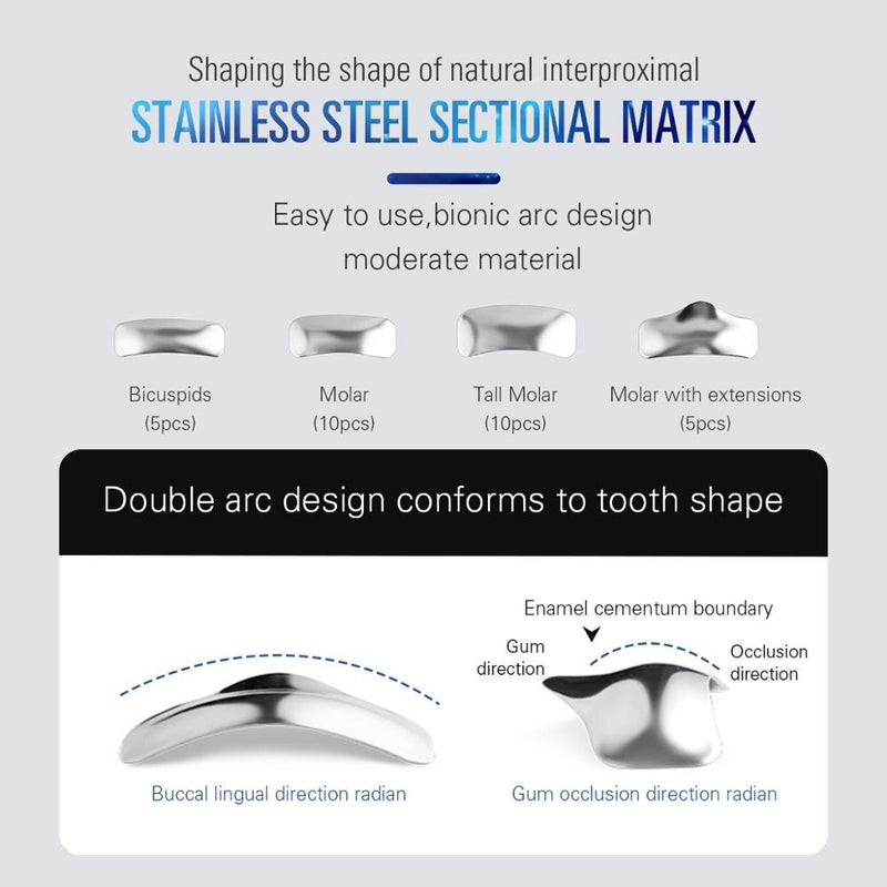 AZDENT Dental Schnittmatrizen Konturiertes System Metallmatrizen Zahnmatrizenband Harz Klemmtrennring Autoklavierbar