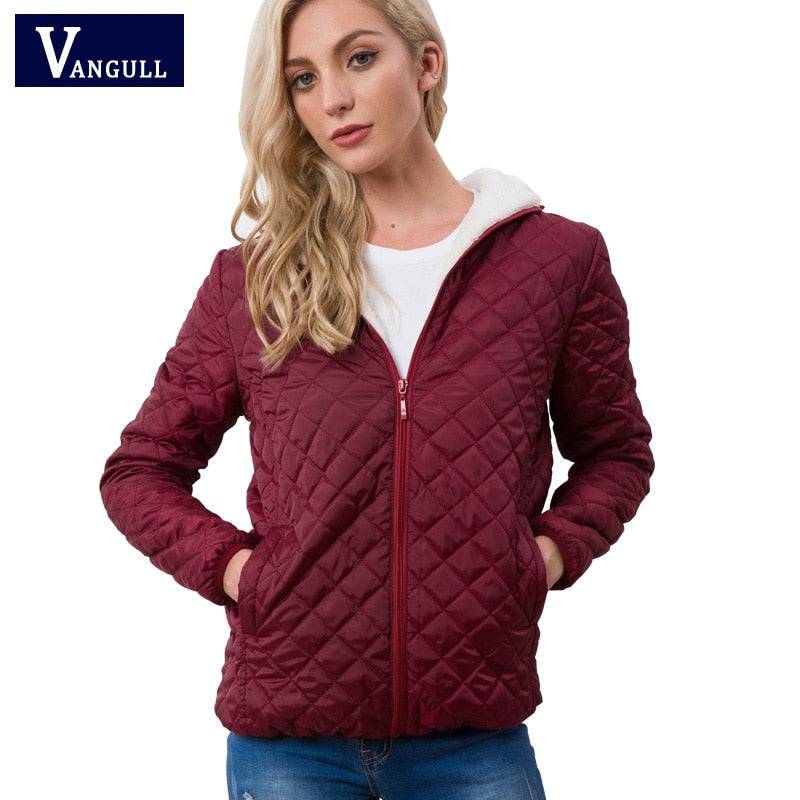 Vangull, chaqueta con capucha para mujer, abrigo Parka de cordero de terciopelo cálido básico informal, novedad de otoño e invierno, ropa de abrigo femenina suave y ligera sólida