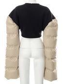 Sisterlinda Spring Patchwork Down Puffer Coat Women Jacket Extra Long Sleves Warm Bubble Christmas Cropped Outerwear Lady Outfit