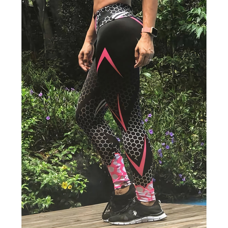 Workout Sporting Elastic Force Atmungsaktive Fitness Leggings Muster Digitaldruck Outdoor Sportswear Skinny Leggings für Frauen