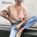 Hirsionsan Elegant Langarm Mohair Pullover Damen 2020 Neue Einreiher Damen Kurze Strickjacke Weich Flexibel Strick Outwear