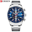 CURREN Herrenuhren Sportliche Luxus-Chronographen-Armbanduhren für Herren Quarz-Edelstahlband-Uhr mit Leuchtzeigern