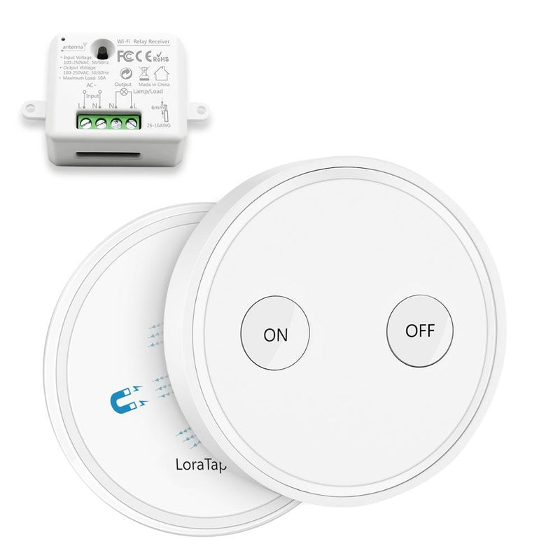 Interruptor de luz inalámbrico de control remoto con módulo de relé pequeño Interruptor de pared magnético de 2500 W o ser portátil Alcance de 200 m Fácil de instalar