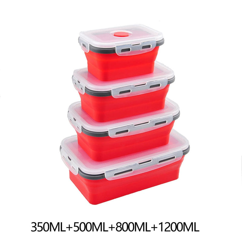 Food Storage Containers With Lids Silicone Collapsible BPA Free Lunch Fruit Salad Box Set reezer Microwavable