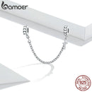 bamoer 925 Sterling Silber Einfaches Kreuz Sicherheitskette Charm für Original Silber Armband Charms mit Silikon Stopper BSC362