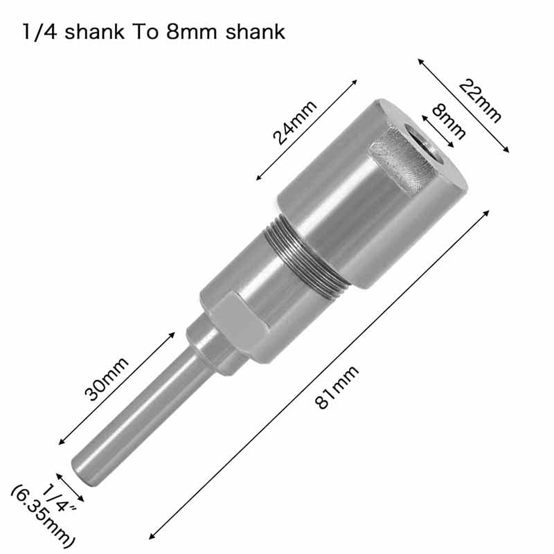 1/4 "8mm 12mm 1/2" Schaft Fräser Verlängerungsstange Konverter Spannzange Graviermaschine Zubehör für Holzfräser