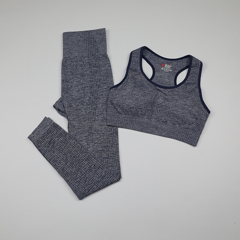 Conjunto de 2 piezas para mujer, conjunto de Yoga sin costuras, ropa deportiva, ropa deportiva para mujer, mallas de gimnasio vitales, Sujetador deportivo acolchado de realce, trajes deportivos