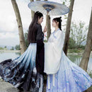 Plus Size 6XL Hanfu Couples Chinese Traditional Embroidery Clothes Adult Halloween Cos Costume Black Blue Hanfu For Men/Women