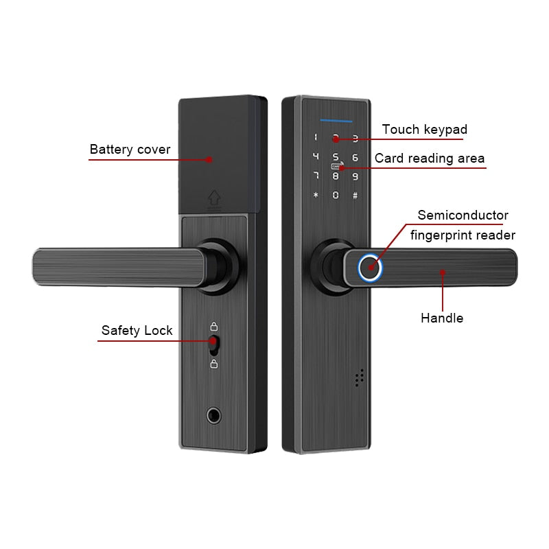 YOHEEN Wifi Electronic Smart Door Lock With Tuya App, Security Biometric Fingerprint Lock Password RFID Card