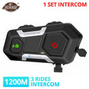 HEROBIKER 2 Sets 1200M BT Motorradhelm Intercom Wasserdichtes drahtloses Bluetooth Moto Headset Interphone FM Radio für 2 Fahrten