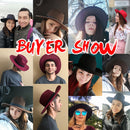 WELROG Fedora-Hüte, Schwarz, Rot, für Damen, Fedoras aus Wollimitat, Panama-Filzhut, Winter, Herren, Jazz, Trilby, Chapeau, Femme-Caps