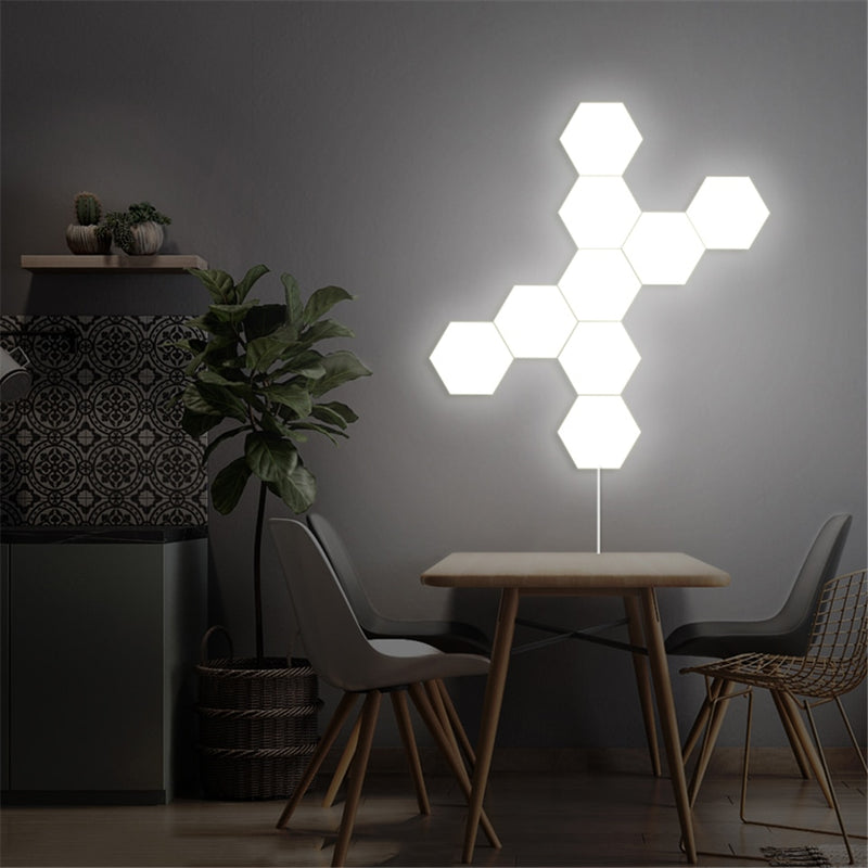 Lámpara de pared LED moderna para Loft, montaje Modular de panal, luces de pared táctiles, lámpara cuántica, iluminación de decoración Interior DIY magnética