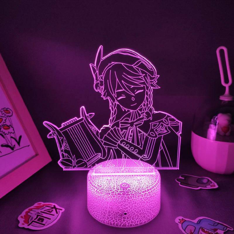 Genshin Impact Spielfigur Barbatos Schlafzimmer Dekorative Lampe Farbe veränderbar LED Nachtlichter Geburtstagsgeschenk Freund Spielzimmer