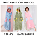 Winter Long Warm Robe Women Coral Fleece Flannel Hoody Thermal Bathrobe Thicken Cute Nightwear Sleepwear Bath Robe Dressing Gown