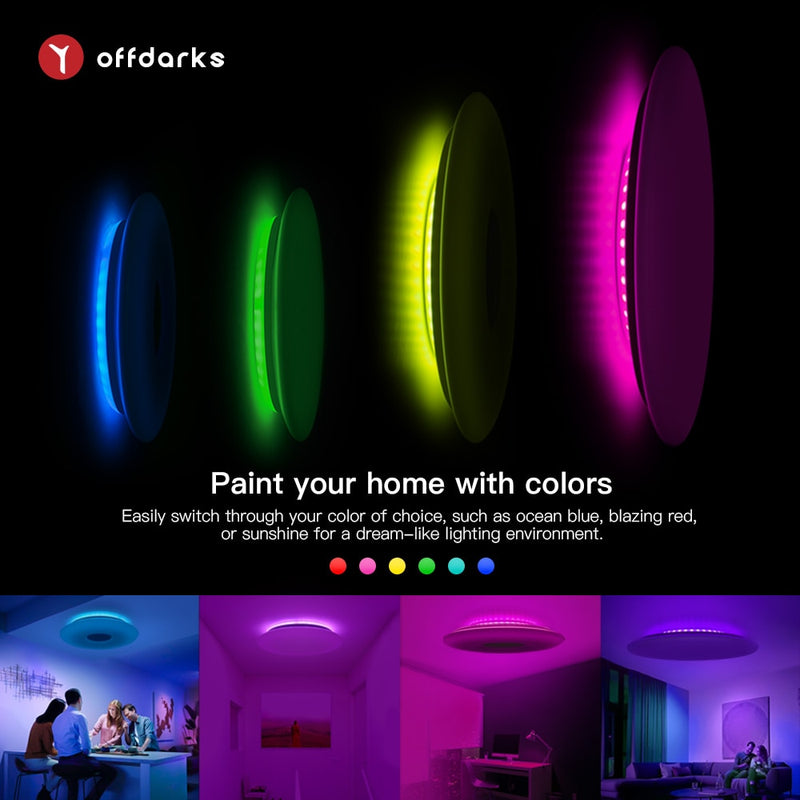 OFFDARKS Intelligente LED-Deckenleuchten WIFI-Sprachsteuerung APP-Steuerung RGB-Dimmung Bluetooth-Lautsprecher Deckenleuchte Küche Wohnzimmer