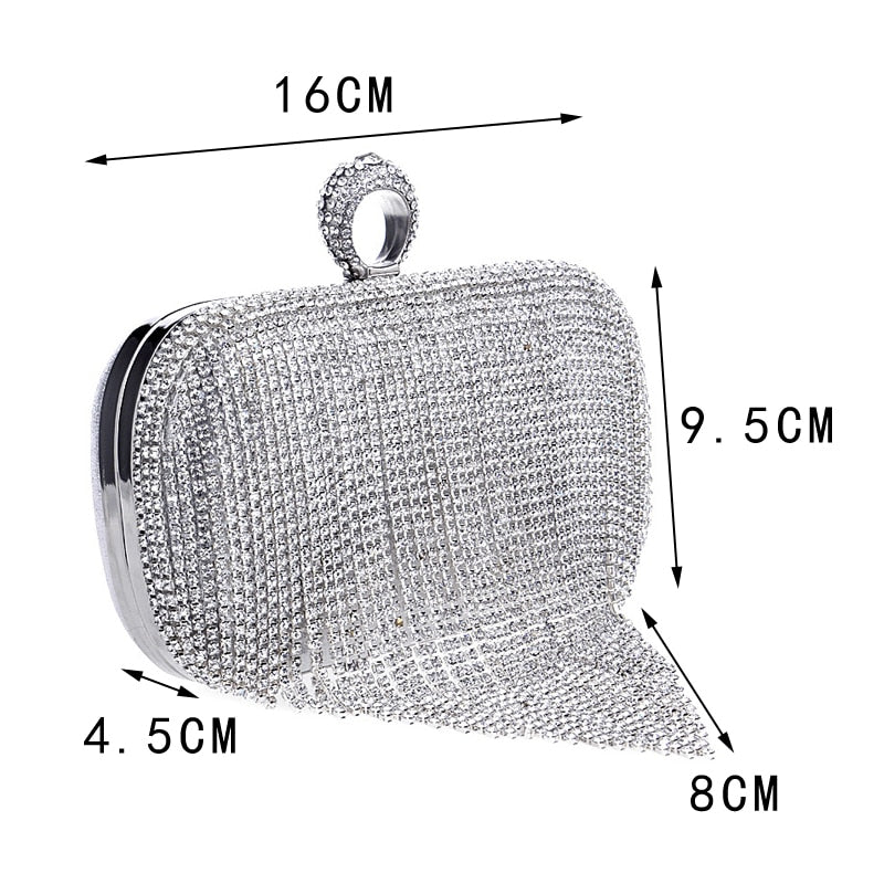 GLOIG Fashion Damen Quaste Abendtaschen Diamanten Perlen Clutch Hochzeit Geldbörse Schulter Party Laedes Case Geldbörse