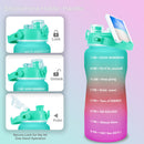 Quifit Gallone 2L Wasserflasche mit Strohhalm 3,8 &amp; 2 Liter großes Fassungsvermögen Tritan BPA-frei Motivationszitat Zeitmarkierung 2000ml Krug