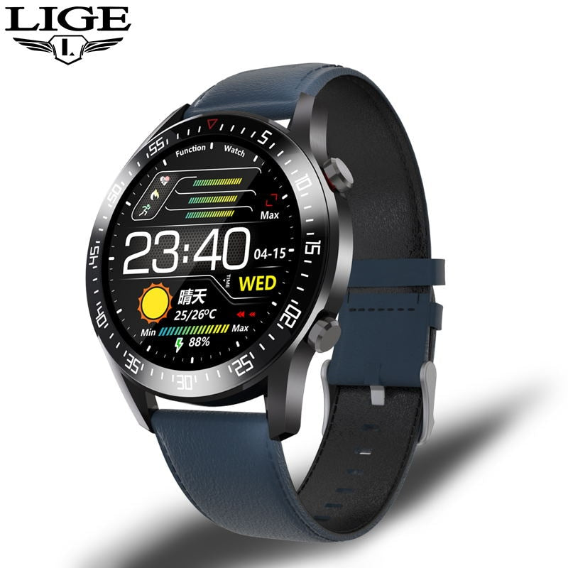 LIGE 2020 New Luxury brand mens watches Steel band Fitness watch Heart rate blood pressure Activity tracker Smart Watch For Men