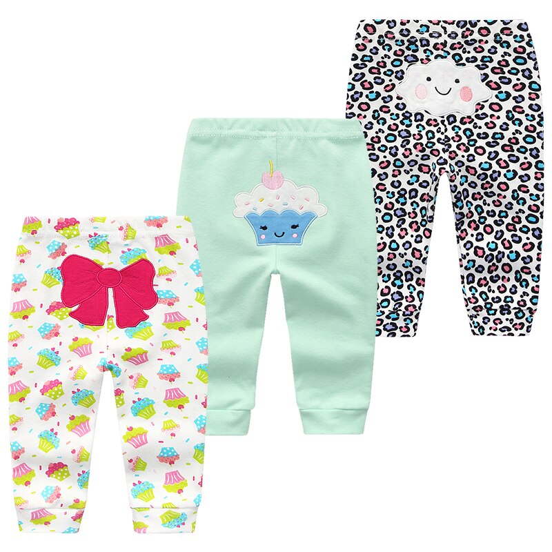 3Pcs/lot Cartoon Print Baby Pants Cotton Baby Leggings Autumn Toddler Boy Girl Pants Newborn Infant Clothing 3 6 9 12 18 24M