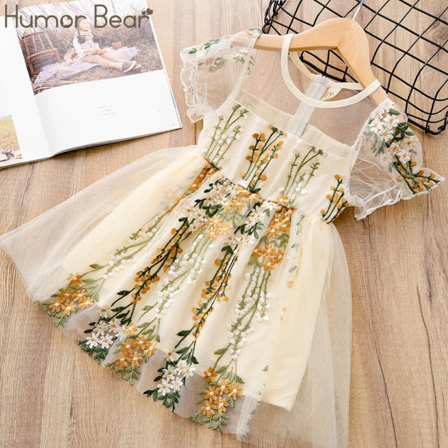 Humor Bear  Summer New  Sleeveless Cute Girl Dress Toddler Kid Princess Party Dress Print Back Bow Baby Kids Clothes