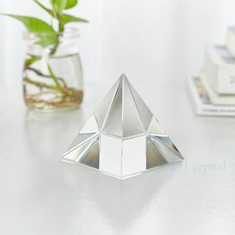 8CM K9 AAA Kristallglas Pyramide Briefbeschwerer Naturstein und 3,1 Zoll Mineralien Kristalle Fengshui Figur für Home Office Decor