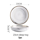 Gold Marble Ceramic Food Tray Kitchen Dinner Plates Dishes Rice Salad Noodles Soup Bowl Spoons Kitchen Cook Tool