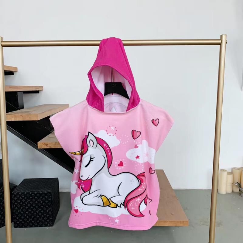 Towel Poncho for Children Gym Sports Hooded Unicorn Mermaid Bathrobe Kids Surf Pool Changing Robe Baby Girl Boy Swimming Towels