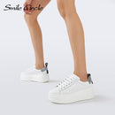 Smile Circle White Sneakers Women Flat Platform Shoes Round toe Casual Thick bottom Shoes Ladies low-top Chunky Sneakers