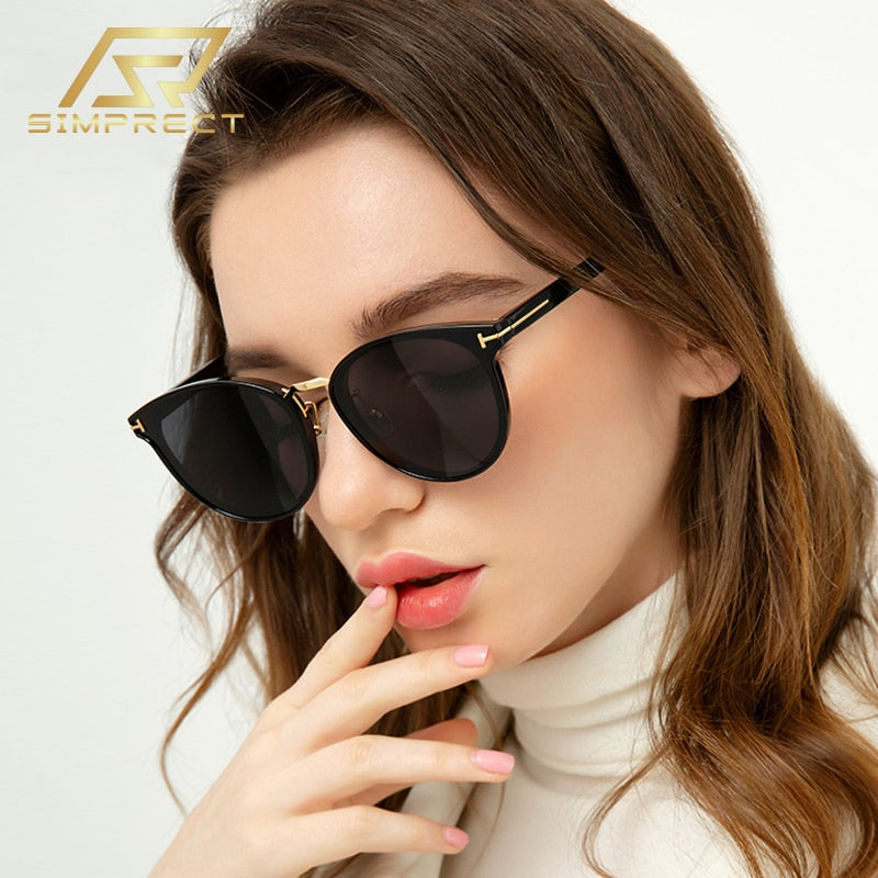 SIMPRECT Round Polarized Sunglasses Women 2023 Luxury Brand Designer Quality Sun Glasses Fashion Retro Vintage Shades For Women